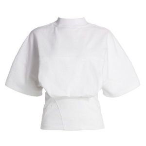 Alexander Wang T Sculpted Short Sleeve Crewneck Top White SZ M NEW